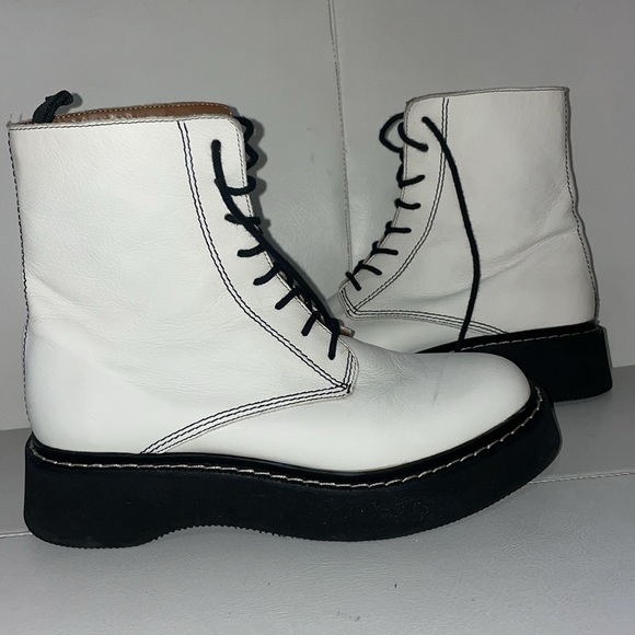 Zara White Lace Up Boots - Picture 8 of 15